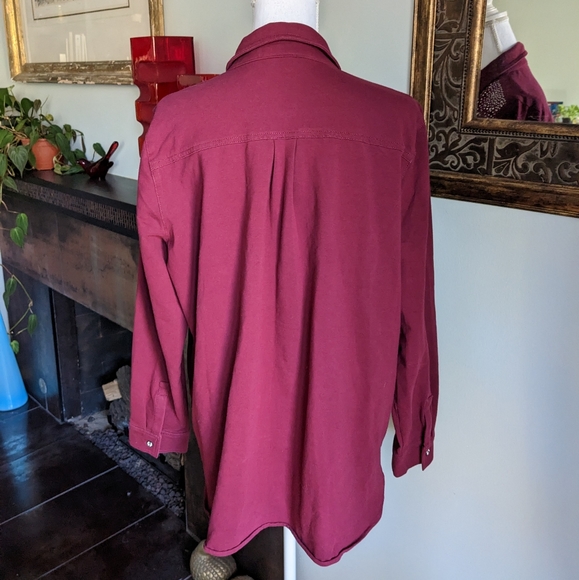 Dream Jeannes By Quacker Factory Wms Large Embellished Button Up Shacket Wine - Picture 6 of 11